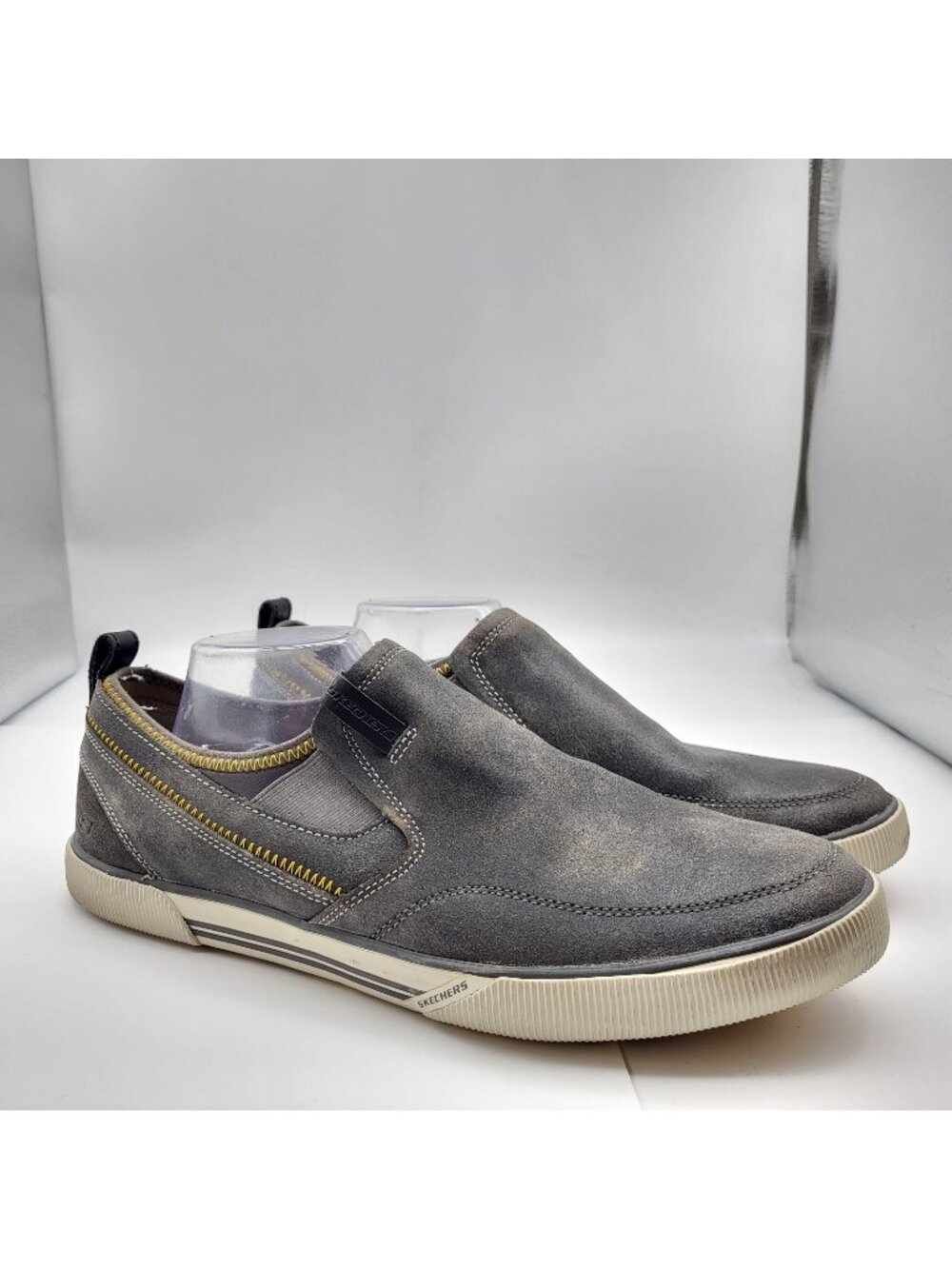 Skechers Golf Men Talon Charcoal Slip On Distressed Leather Loafers Shoes Sz 13
